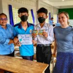 UT Extension Specialist, Kristen Johnson, pictured working with students in Cambodia as a F2F volunteer.