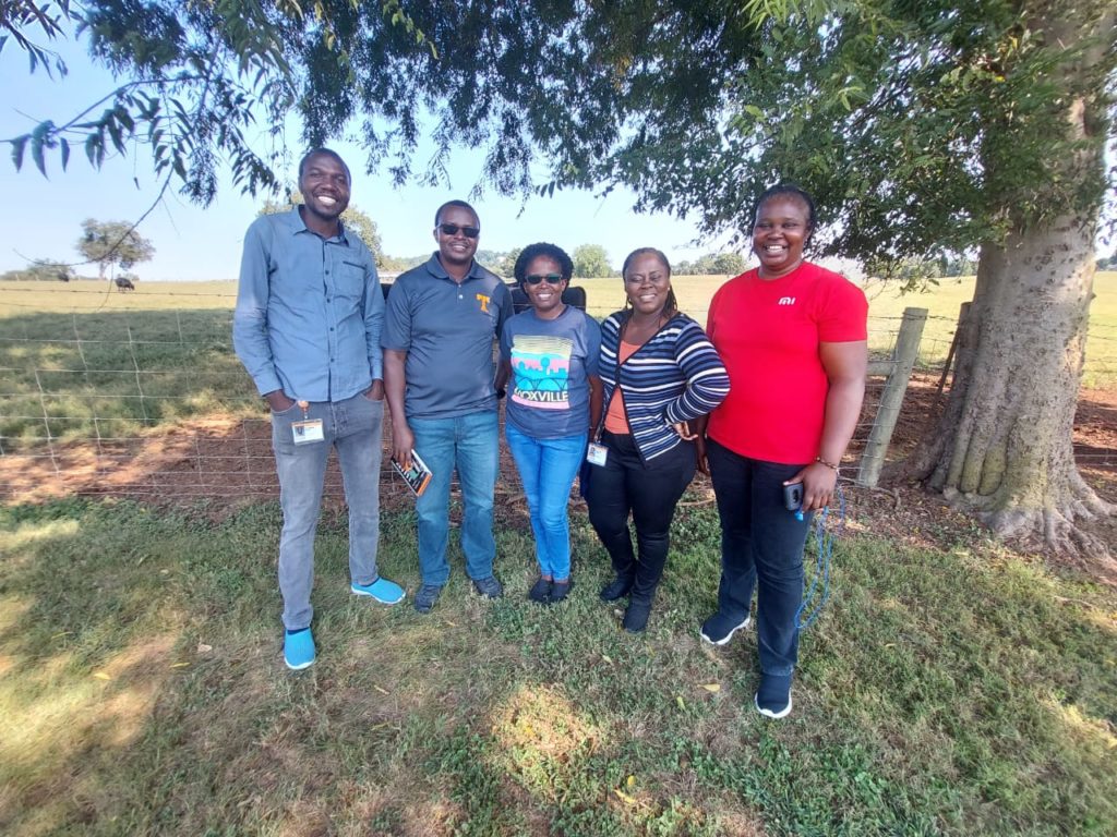 Sabuni pictured with colleagues on a farm tour.