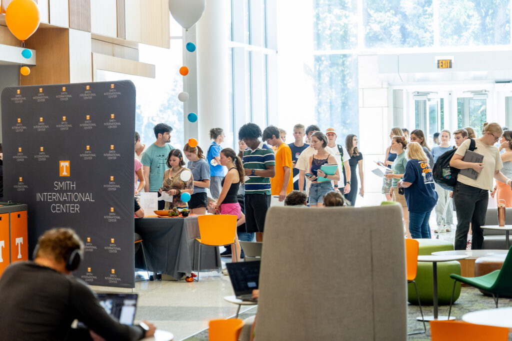 Students and guests learn about the Smith Center’s offerings at the Smith Center International Showcase at the ANR Building on September 10, 2026. Photo by Raffe Lazarian / UTIA